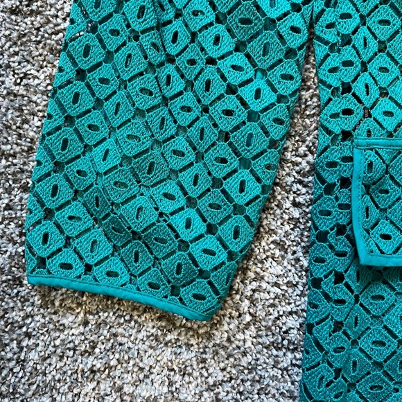 Carlisle Collection Diamond Print Turquoise Jacket, Women's Size 10 - Picture 3 of 11